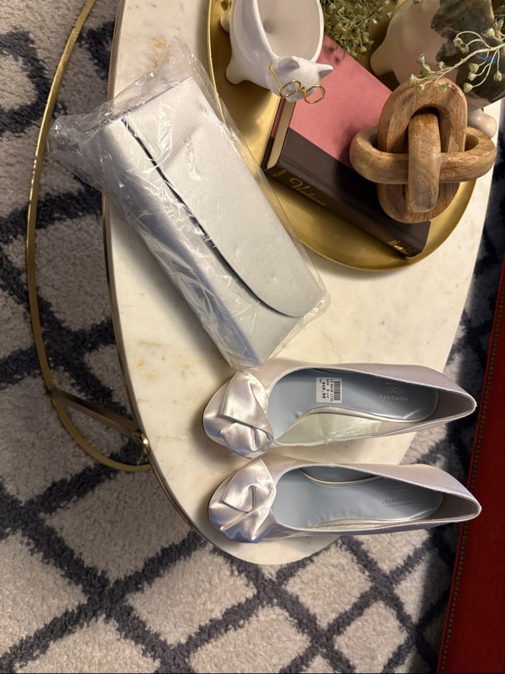 Satin Bow Pointed Flats in White – Women’s Dress Shoes